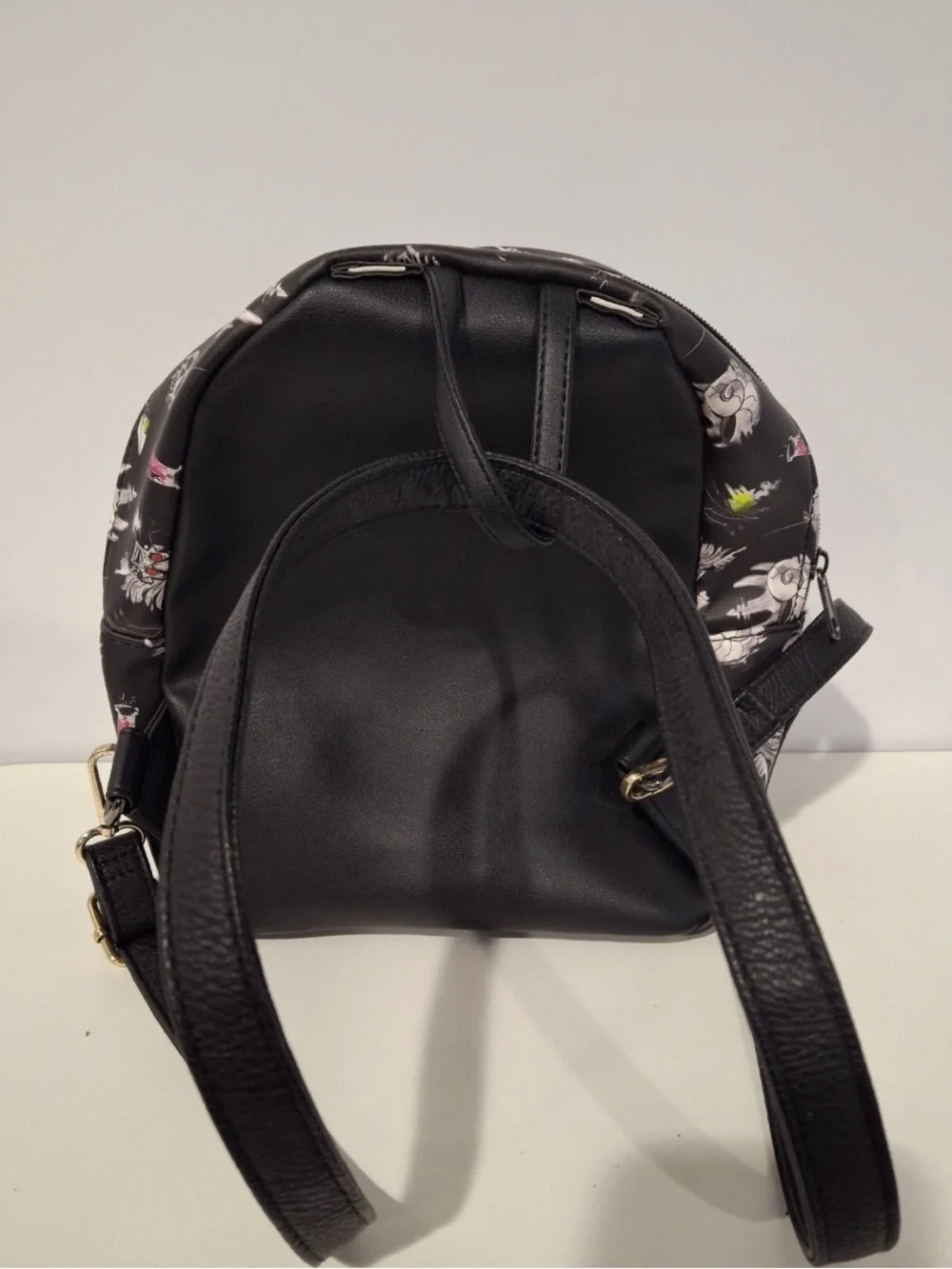 Loungefly Disney Villains Black Mini Backpack with Neon Accents